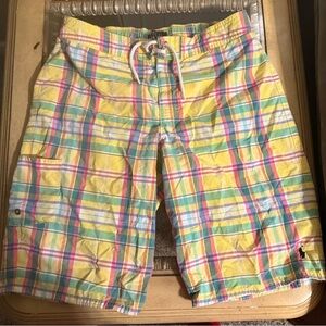 Polo by Ralph Lauren Kids Plaid Swim Trunks - Yellow, Pink, Blue